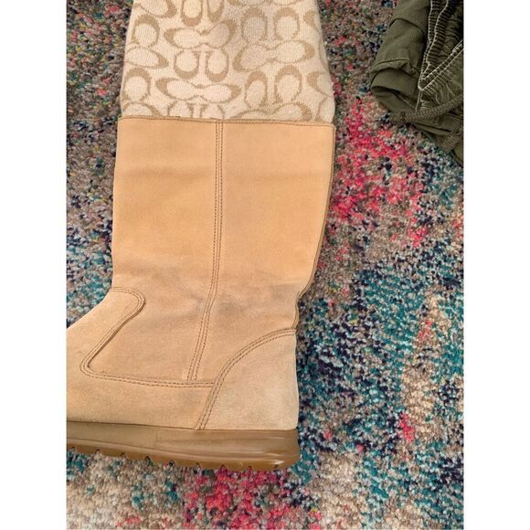 COPY - Coach Women’s Tatum Boots Tan Suede Leather Wool - Picture 5 of 13